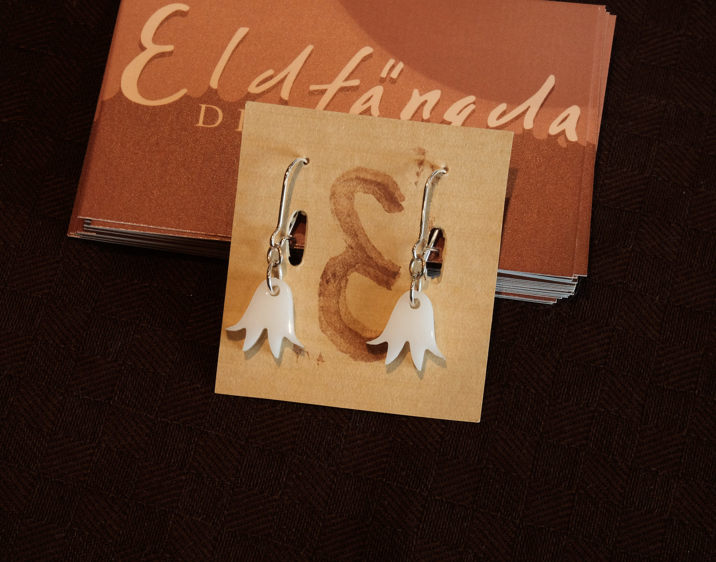 Earrings small white bluebells silver plated
