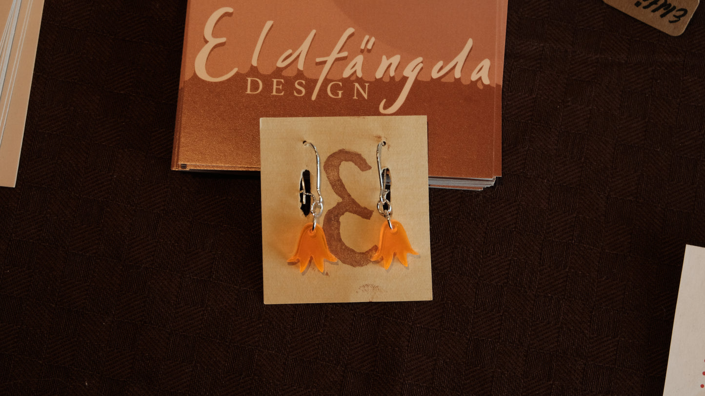 Earrings small orange bluebells silver plated