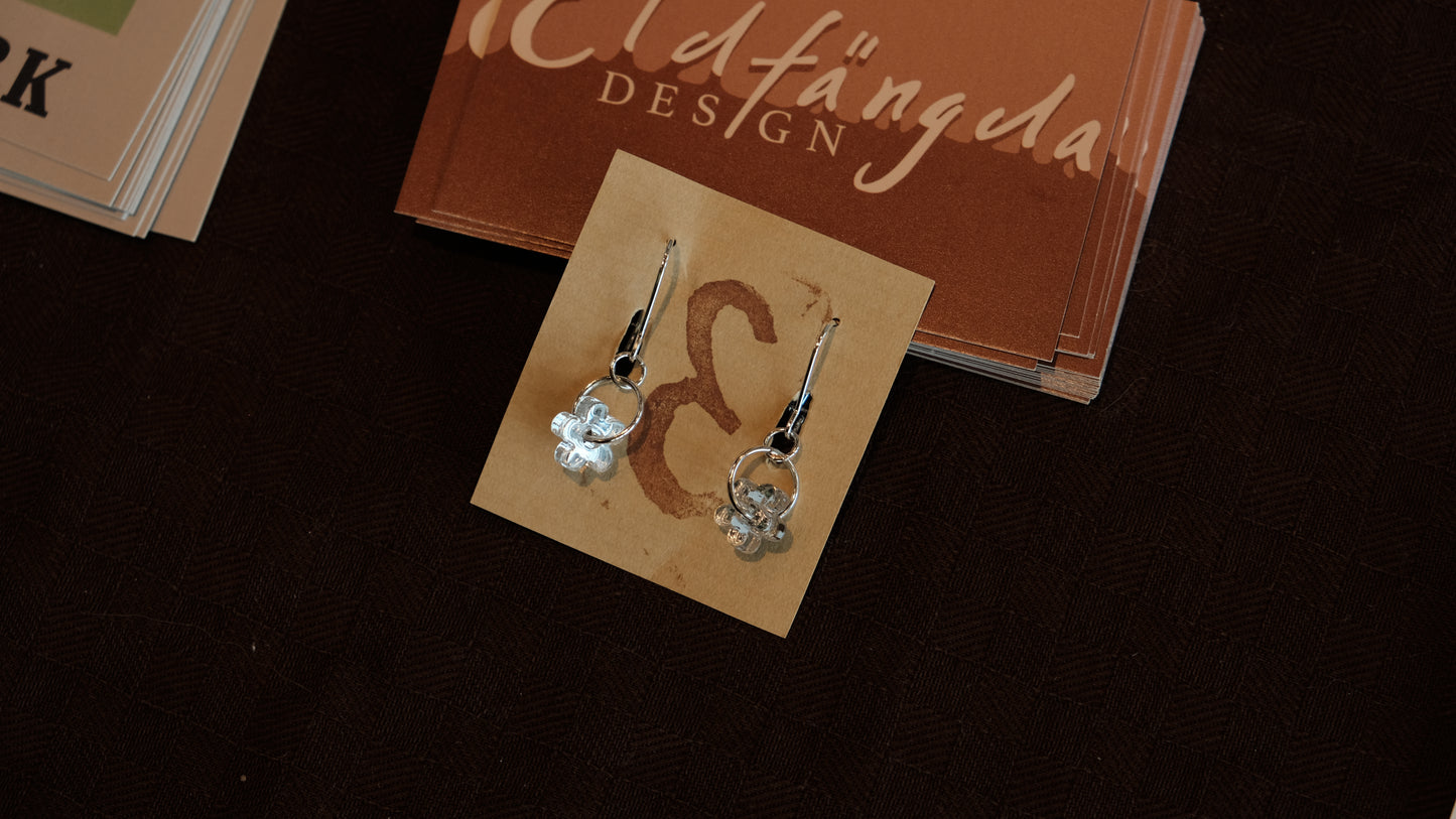 Earrings small mirror flowers silver plated
