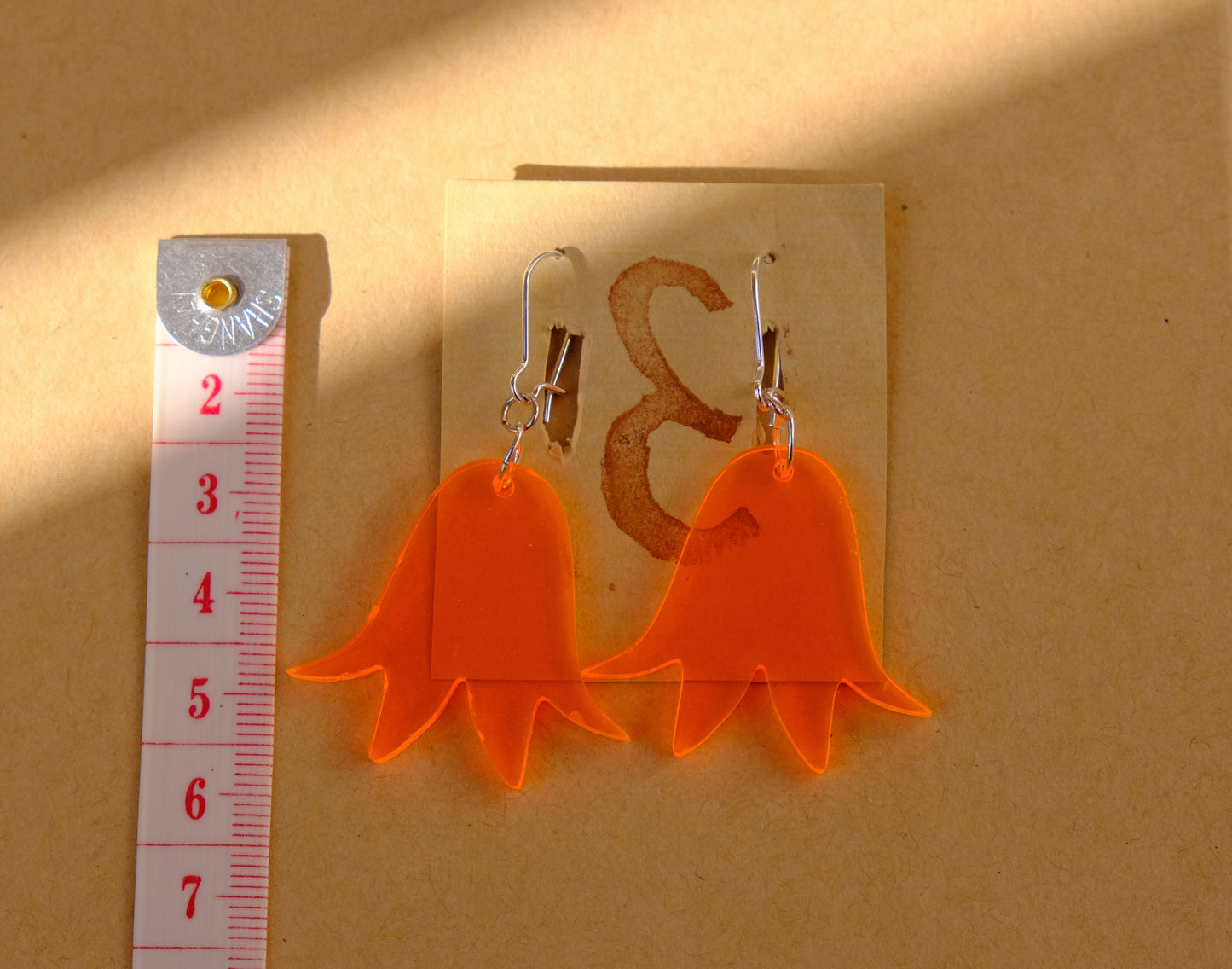 Earrings large orange bluebells gold plated