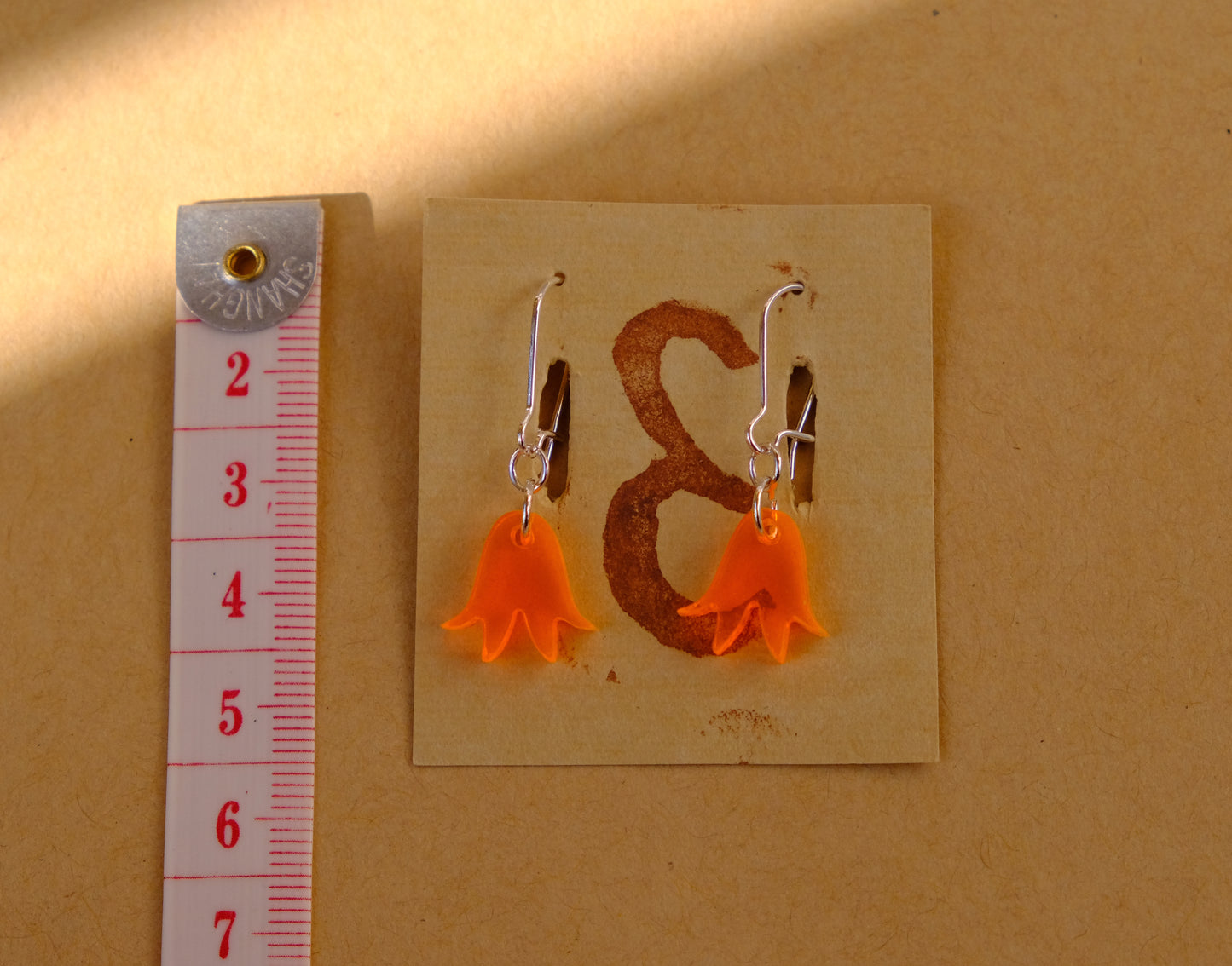 Earrings small orange bluebells silver plated