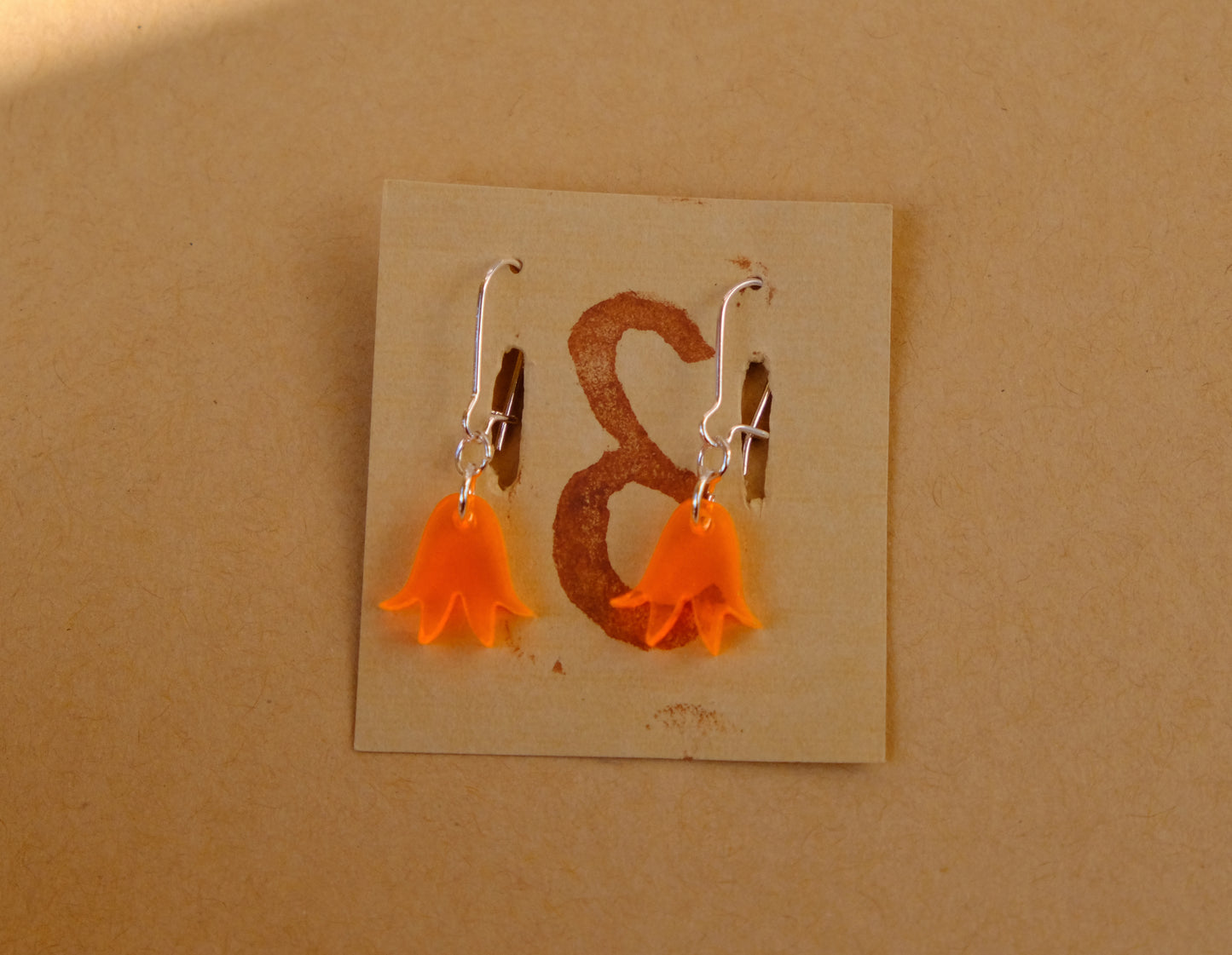 Earrings small orange bluebells silver plated