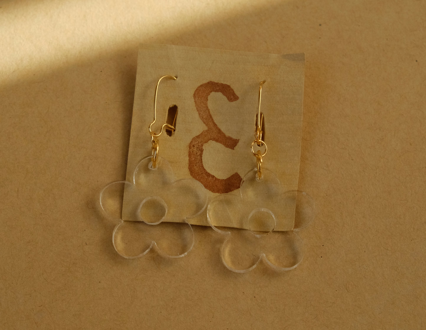 Earrings transparent flowers gold plated