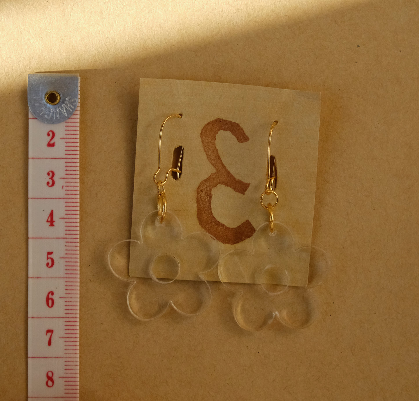Earrings transparent flowers gold plated