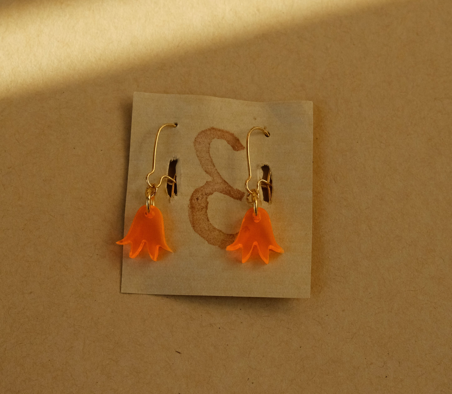 Earrings small orange bluebells gold plated