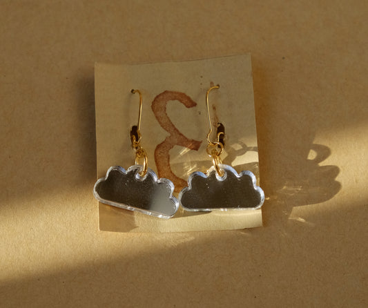 Örhängen spegelmoln guldpläterad