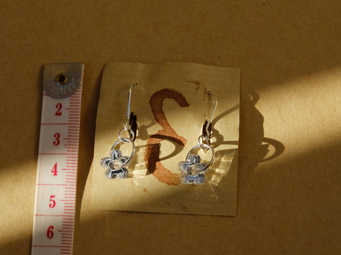 Earrings small mirror flowers silver plated