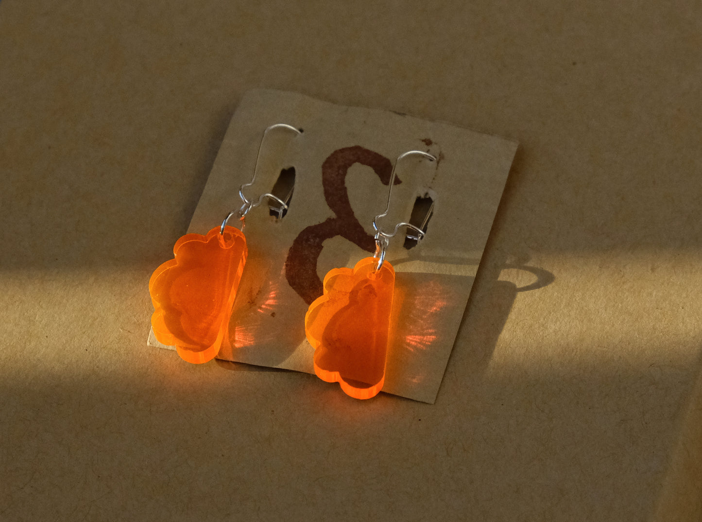 Earrings orange cloud silver plated
