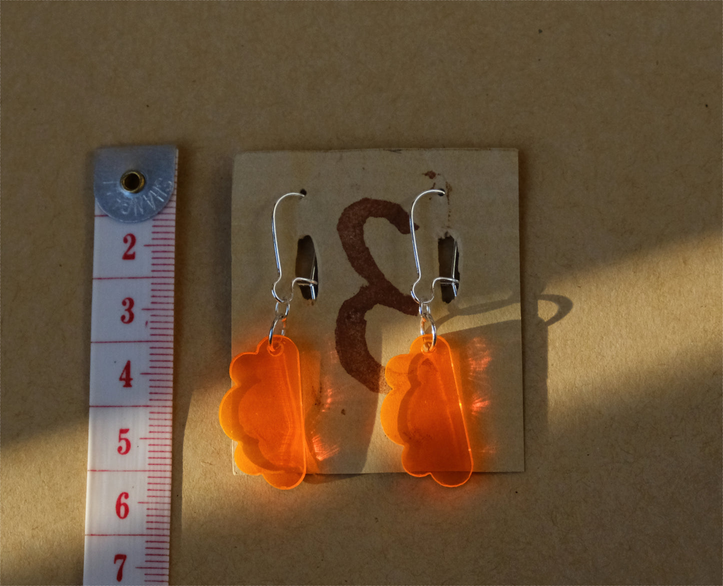 Earrings orange cloud silver plated
