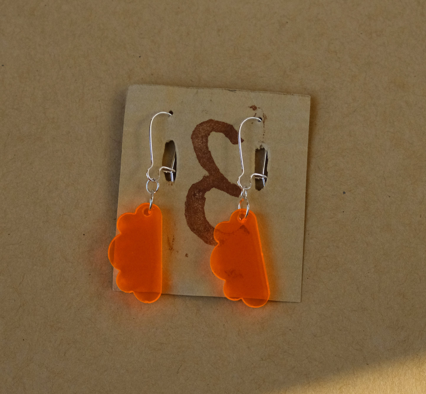 Earrings orange cloud silver plated