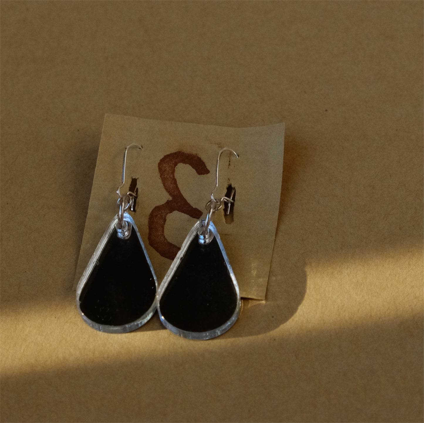 Earrings mirror drops silver plated