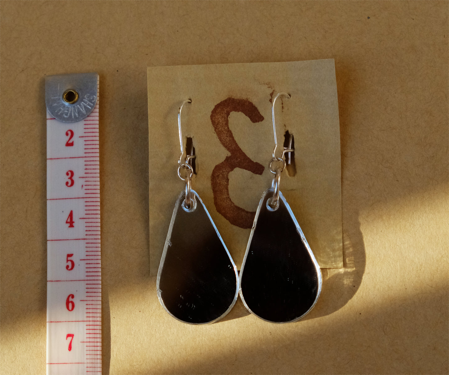 Earrings mirror drops silver plated