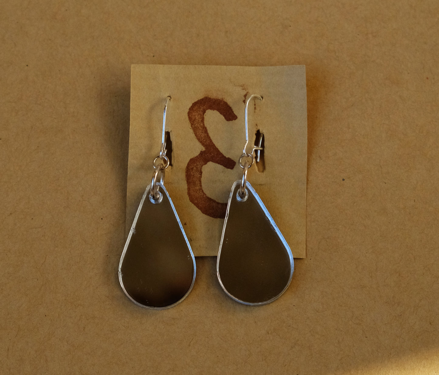 Earrings mirror drops silver plated