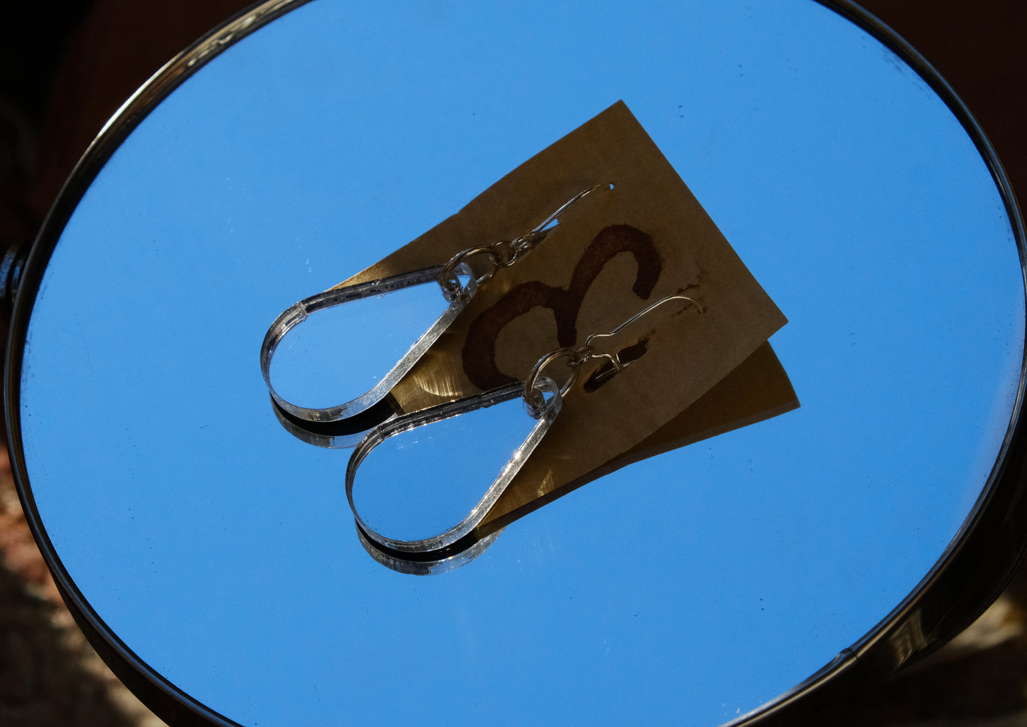 Earrings mirror drops silver plated