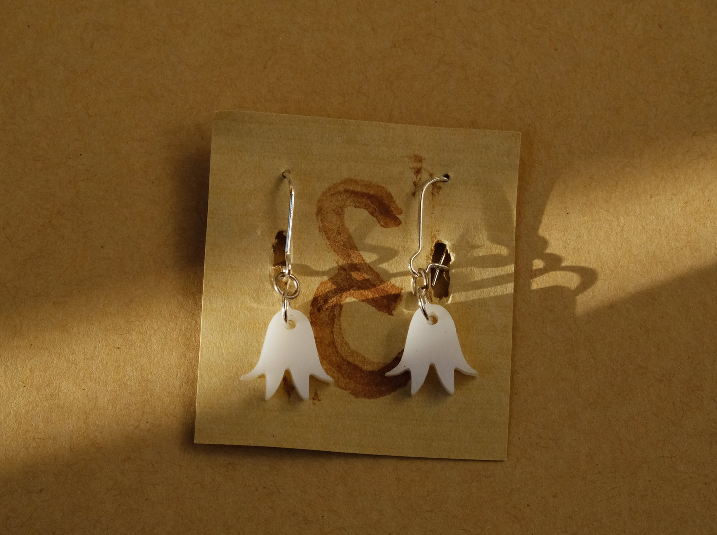 Earrings small white bluebells silver plated