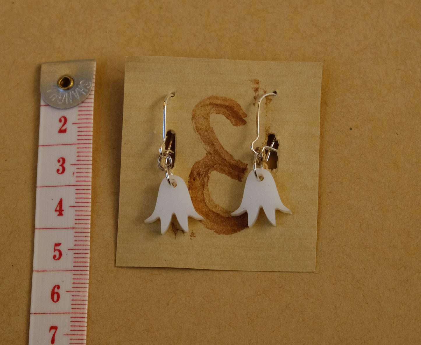 Earrings small white bluebells silver plated