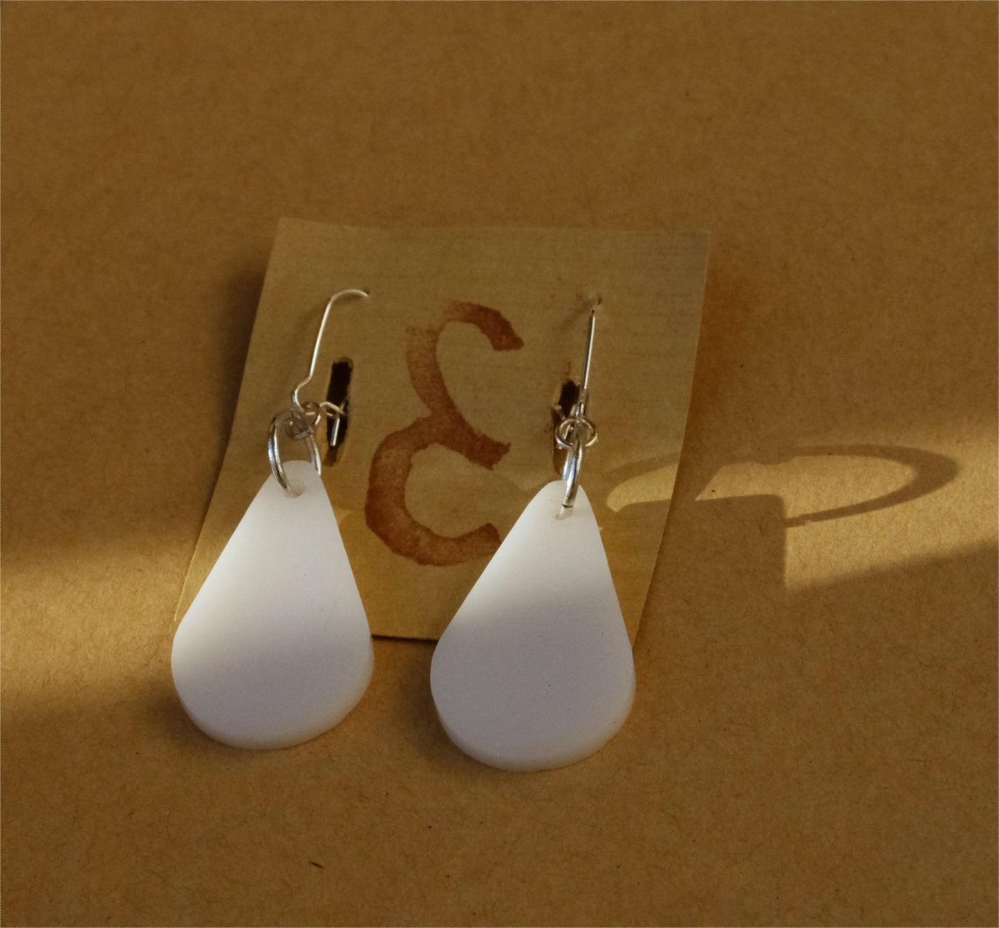 Earrings white drops silver plated
