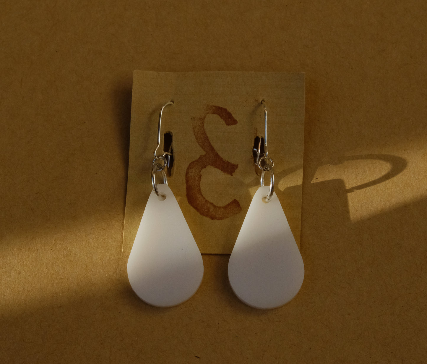 Earrings white drops silver plated
