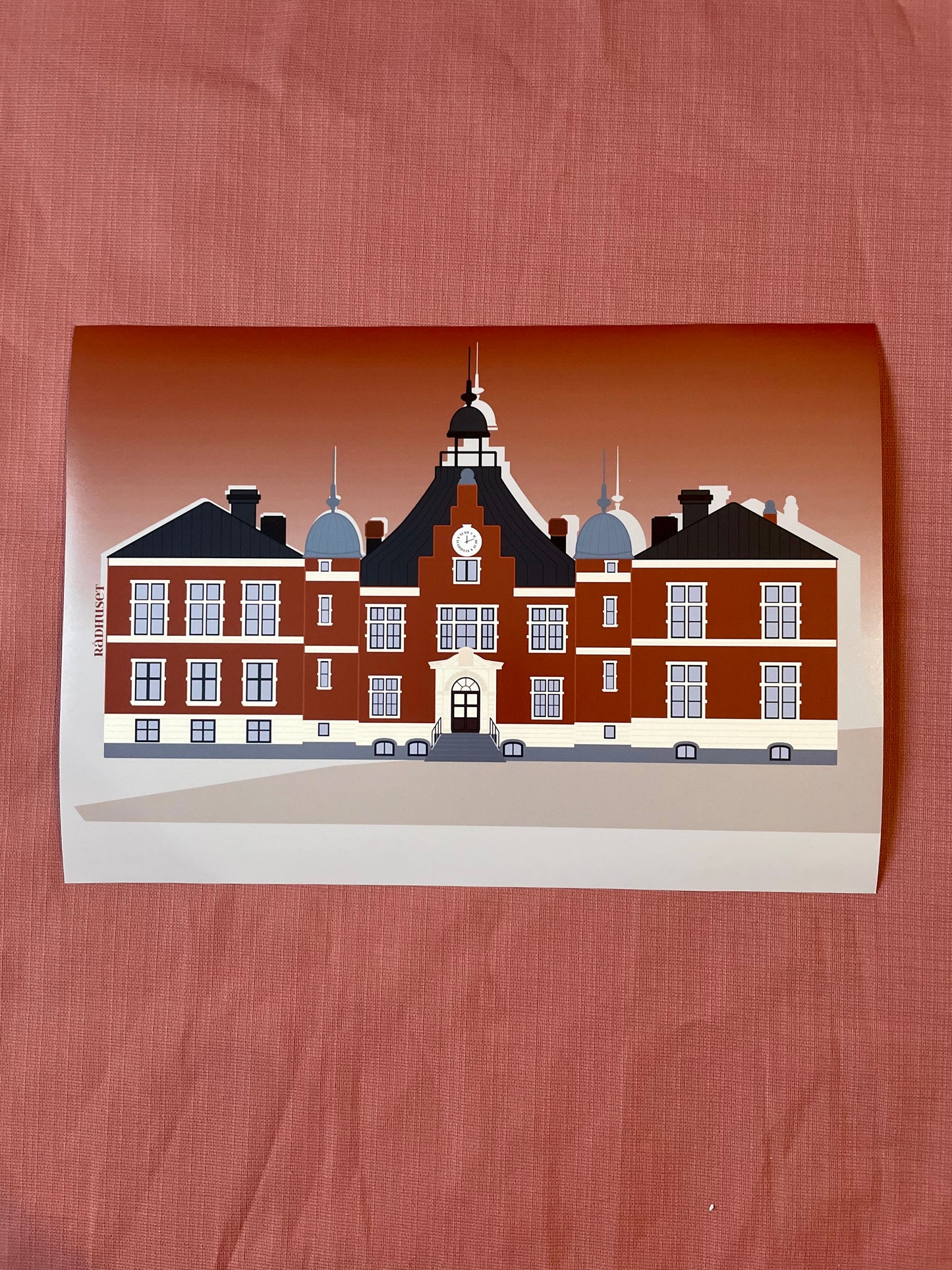 Poster med en illustration av en av Umeås kändaste hus – Rådhuset!
