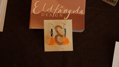 Earrings small orange bluebells silver plated