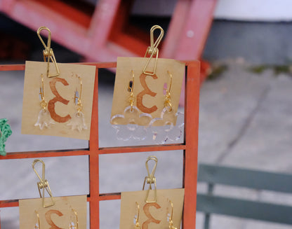 Earrings transparent flowers gold plated
