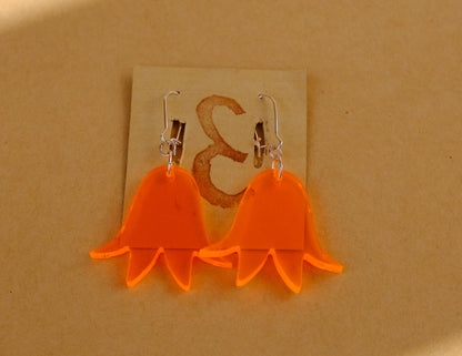 Earrings large orange bluebells gold plated