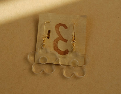 Earrings transparent flowers gold plated