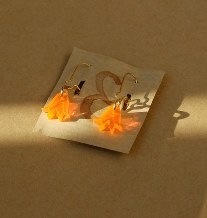 Earrings small orange bluebells gold plated