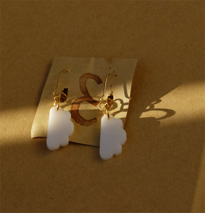 Earrings white clouds gold plated