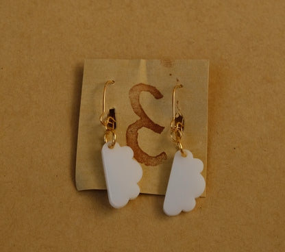 Earrings white clouds gold plated