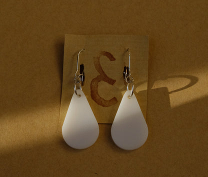 Earrings white drops silver plated