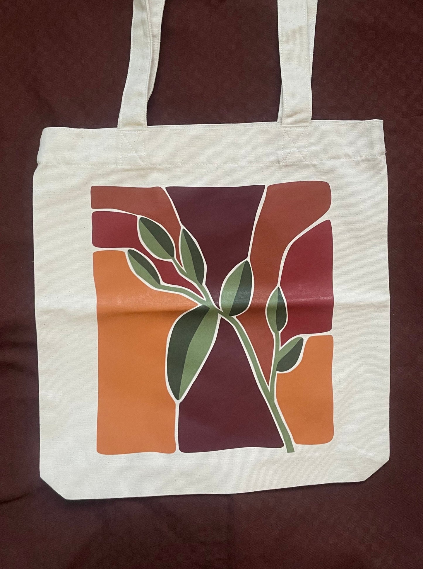 Tote bag two-toned leaf