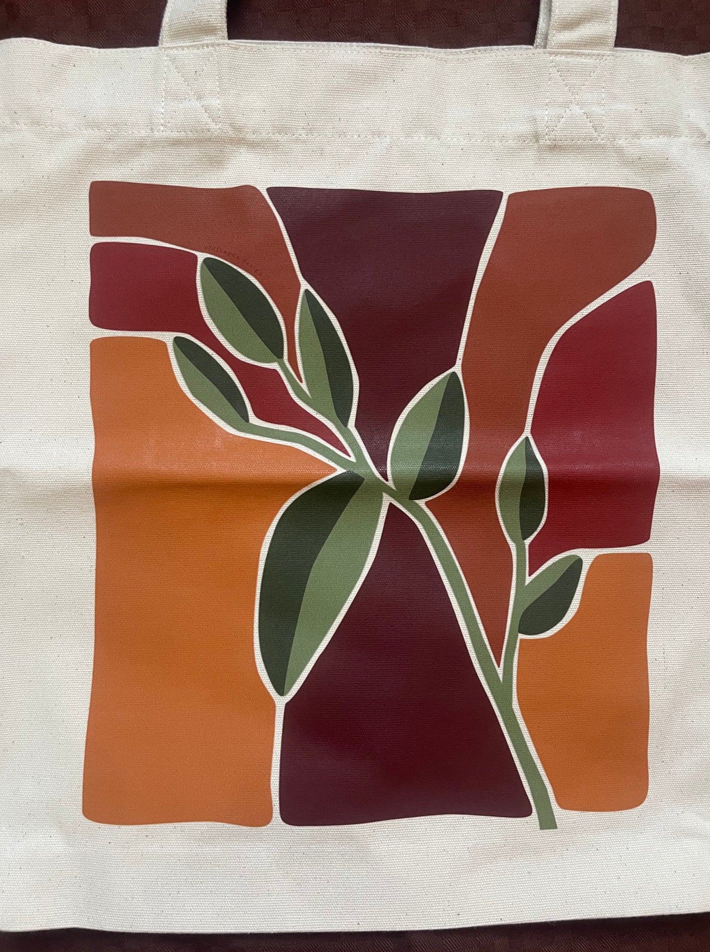 Tote bag two-toned leaf