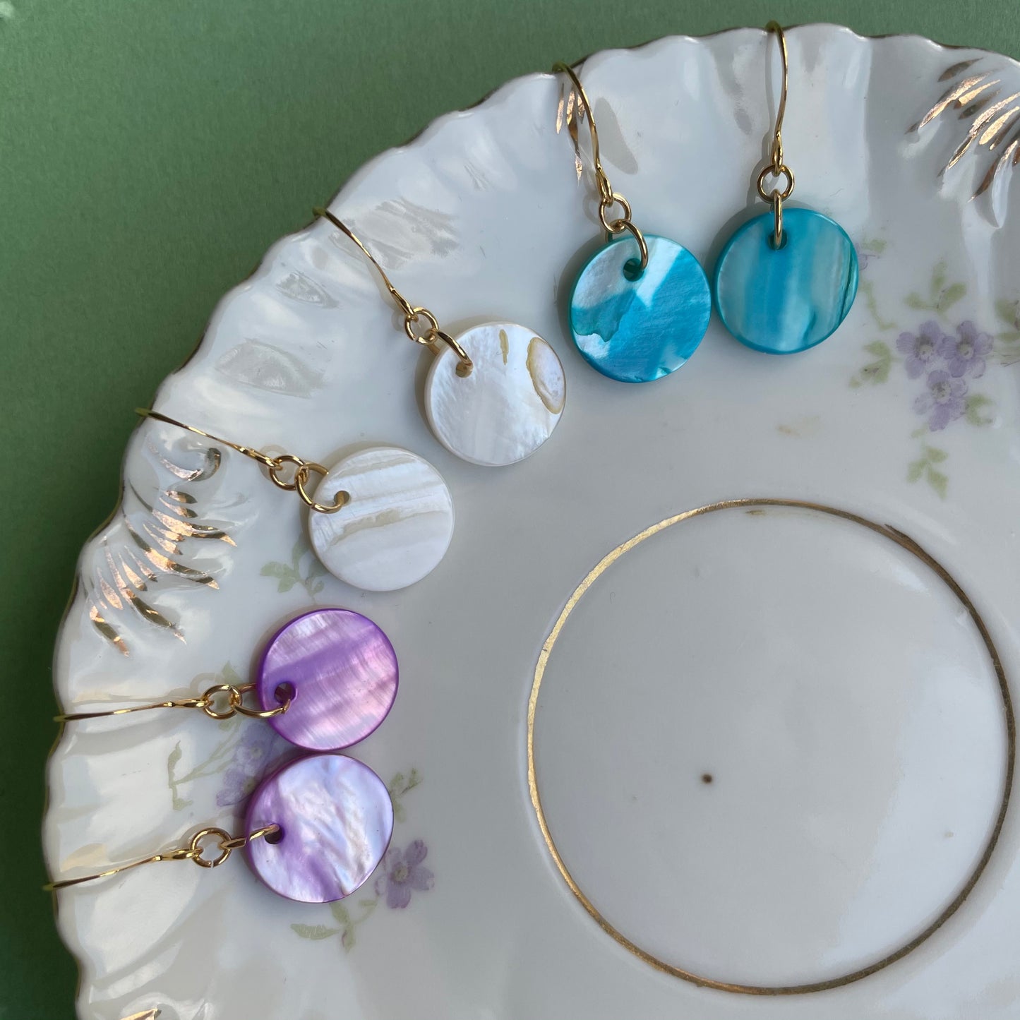 Turquoise mother-of-pearl earrings