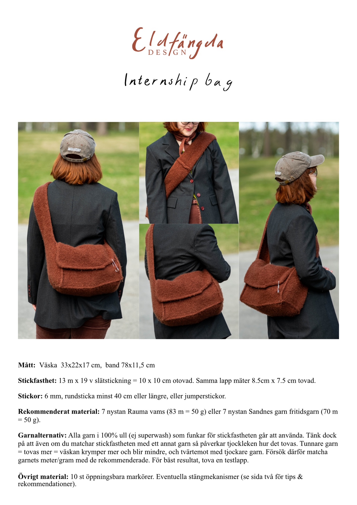 Internship bag stickmönster