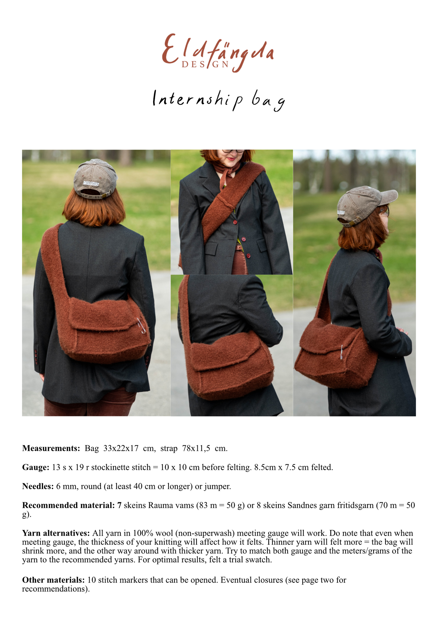Internship bag stickmönster