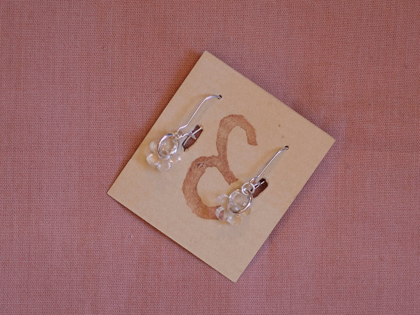 Earrings small mirror flowers silver plated