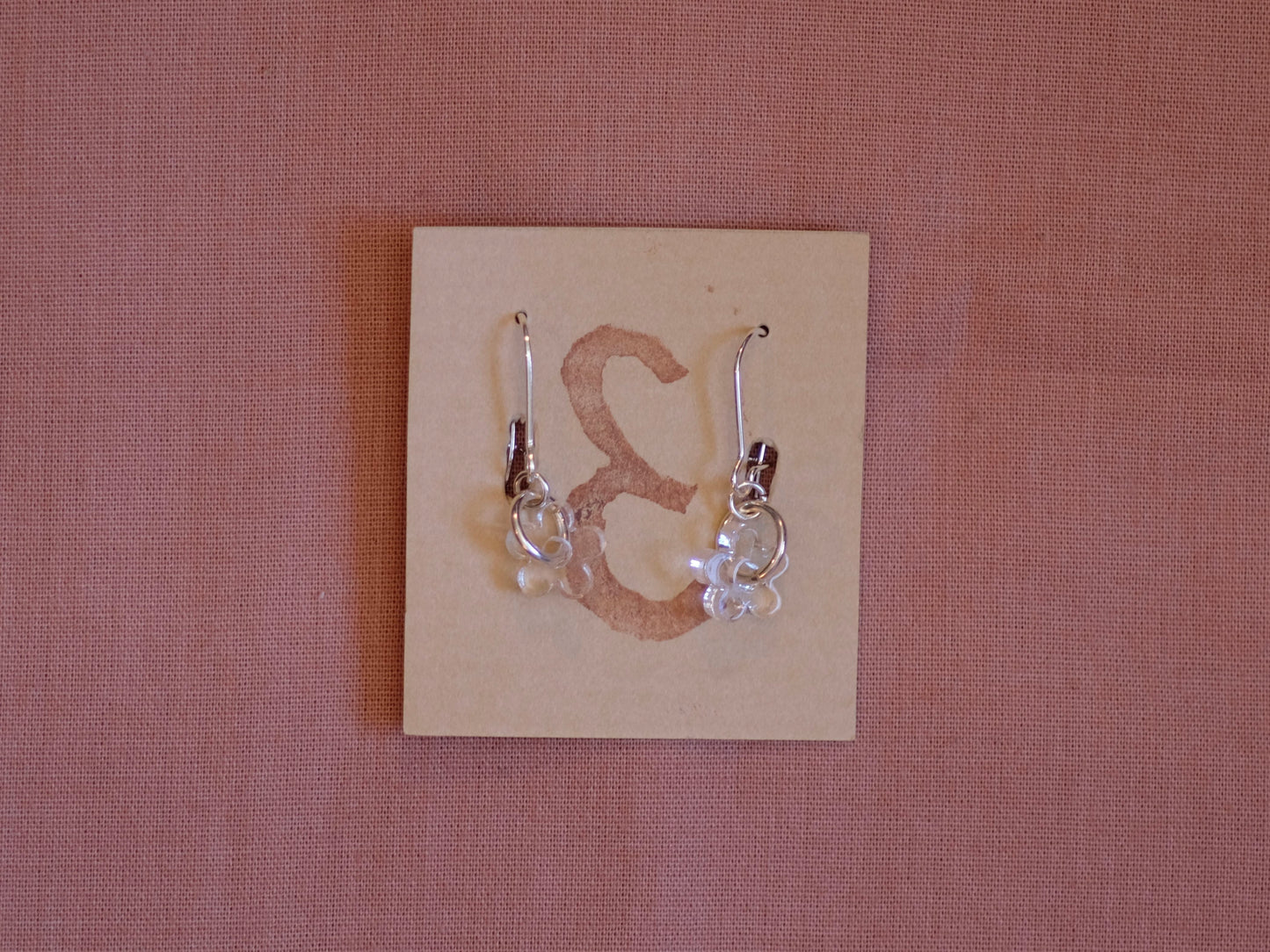 Earrings small mirror flowers silver plated