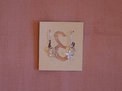 Earrings small mirror flowers silver plated