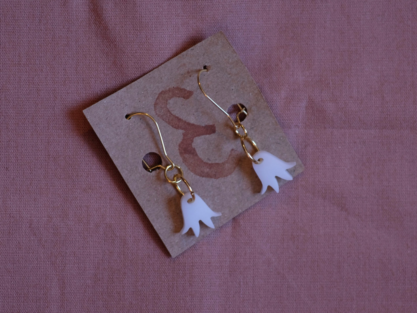 Earrings small orange bluebells gold plated