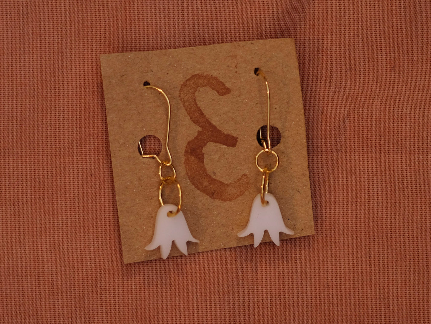 Earrings small orange bluebells gold plated