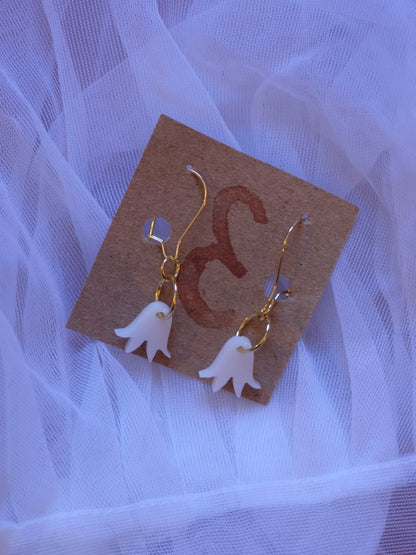 Earrings small orange bluebells gold plated