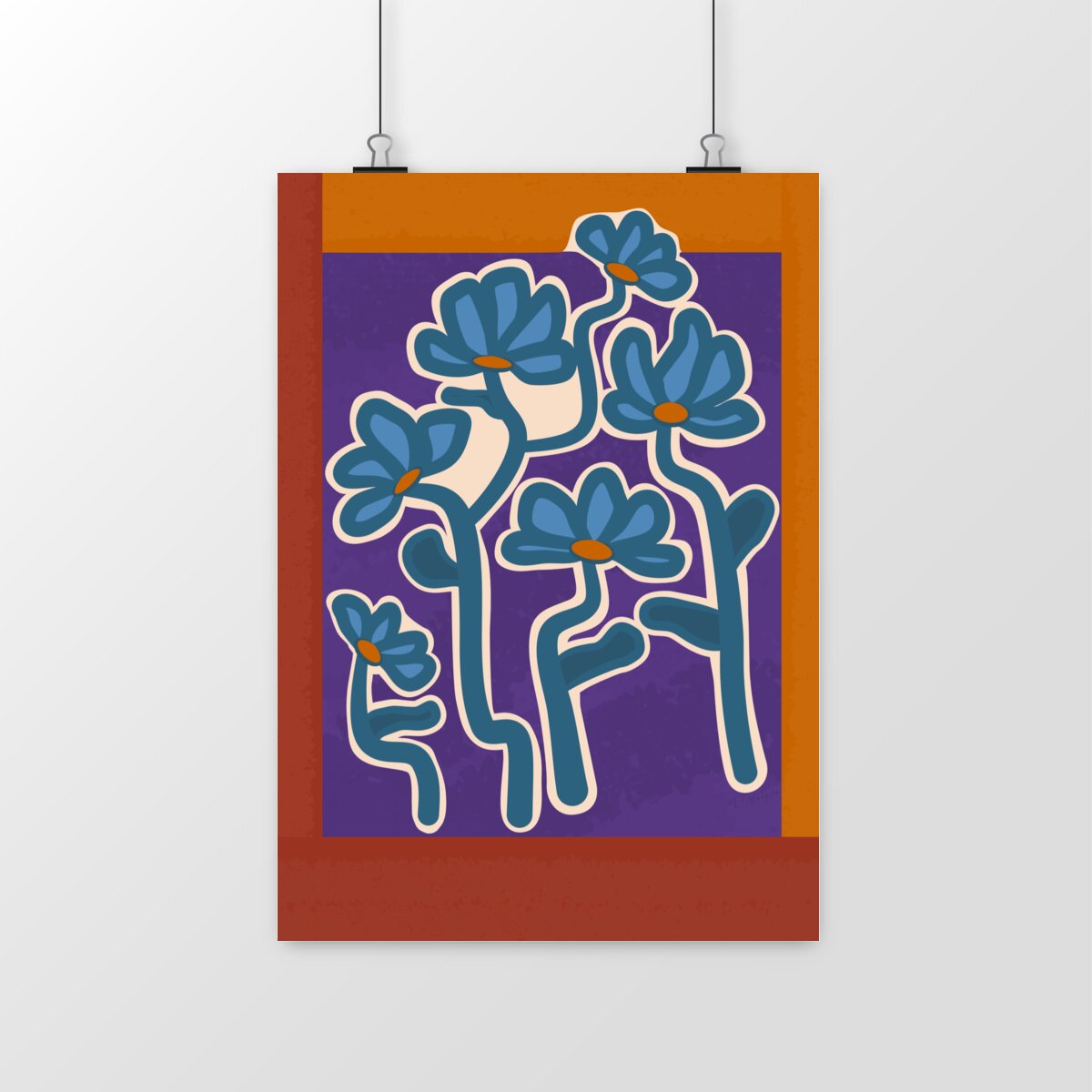 Poster turkos blomster